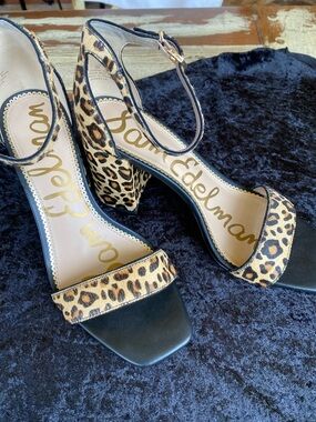 Sam Edelman Black & Leopard Block Heel Sandals